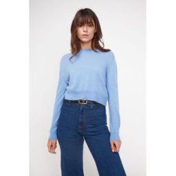 Maison Héritage Pull boxy col rond femme ZIA en cachemire bleu ciel L female