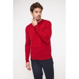 Maison Héritage Pull homme col rond ZACH en cachemire rouge M male