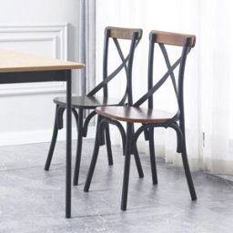 3S. x Home Lot de 2 chaises industrielles métal et bois Marron unisex