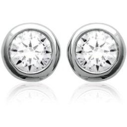 Maison de la Bijouterie Boucles d'oreille Puce mixte argent rhodié serti clos classique - Z5ZZ5Z03 female