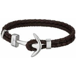 Lotus Style Bijoux Bracelet Lotus Style LS1832-2-5 - Bracelet Urban Man Double Tressés Marron Ancre Acier Homme male