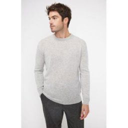 Maison Héritage Pull homme col rond ZACH en cachemire gris perle L male