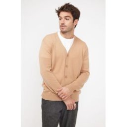 Maison Héritage Cardigan homme col V ZAEL en cachemire beige S male