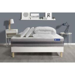 ACTISOM Pack prêt a dormir matelas ACTIFLEX RELAX Ressorts ensaches memoire de forme sommier KIT blanc 200 x 200 cm unisex