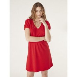 Naf Naf Robe courte unie détails manches rouge XS unisex