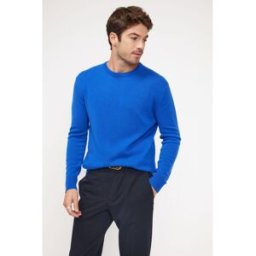 Maison Héritage Pull homme col rond ZACH en cachemire bleu flashy S male