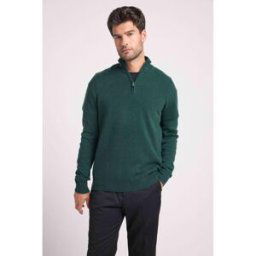 Maison Héritage Pull col zippe montant homme ZALMAN en cachemire vert bouteille XXL male