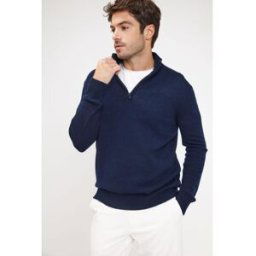 Maison Héritage Pull col zippe montant homme ZALMAN en cachemire bleu marine S male