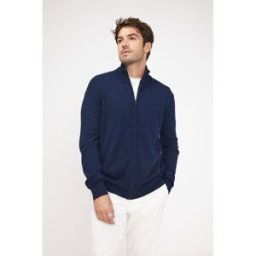 Maison Héritage Gilet zippe col montant homme ZAMIL en cachemire bleu marine M male