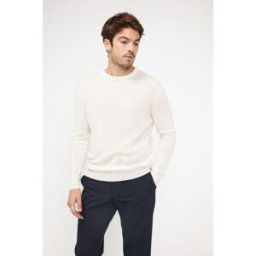 Maison Héritage Pull homme col rond ZACH en cachemire ecru XL male