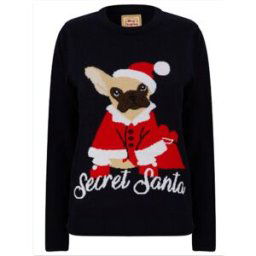 Merry Christmas Pull femme Noël SECRET SANTA DOG bleu L female