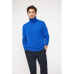Maison Héritage Pull homme col roule ZACHARY en cachemire bleu flashy XXL male