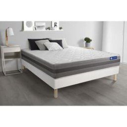ACTISOM Ensemble matelas ACTILATEX RELAX Latex et memoire de forme Maxi epaisseur 5zones de confort et sommier KIT blanc 200 x 200 cm unisex