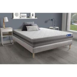 ACTISOM Ensemble matelas ACTIFLEX RELAX Ressorts ensaches memoire de forme Maxi epaisseur 5 zones confort sommier KIT gris 80 x 200 cm unisex