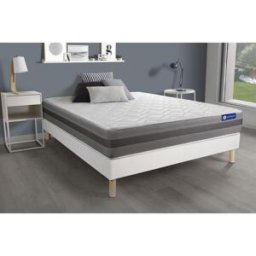 ACTISOM Ensemble matelas ACTIFLEX RELAX Ressorts ensaches memoire de forme Maxi epaisseur 5zones confort sommier KIT blanc 90 x 190 cm unisex