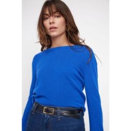 Maison Héritage Pull femme col rond ZARA en cachemire bleu flashy S female