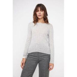 Maison Héritage Pull femme col rond ZARA en cachemire gris perle S female