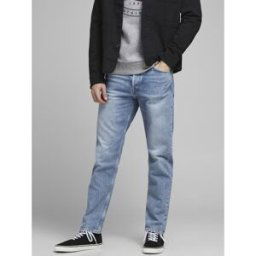 jack & jones Jean à coupe ample Relaxed Fit Bleu en coton Felix Taille : 28 / Longueur : 32 male