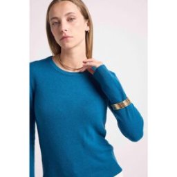 Maison Héritage Pull femme col rond ZARA en cachemire bleu peacock L female