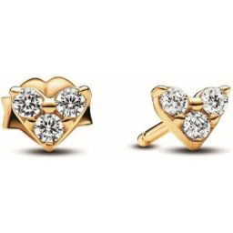 Clous d?Oreilles C?ur Trois Pierres - Pandora Timeless Doré female