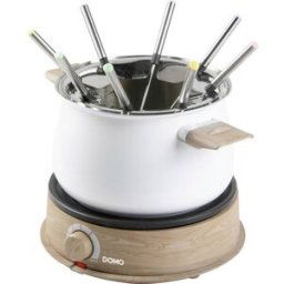 DOMO DO736F Appareil à fondue 1500 W voyant lumineux, 8 fourchettes à fondue bois, blanc