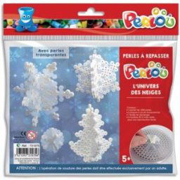 Perlou Kit d'activité perles à repasser - 1000 perles assorties - 1 plaque - thème l'univers des neiges