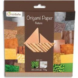 Avenue Mandarine Paquets de 60 feuilles d'origami imprimées 20*20 cm sur le thème de la nature.