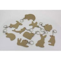 O Color Lot de 10 porte-clés en bois médium - thème animaux assortis