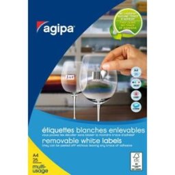 Etiquettes blanches enlevables coins arrondis multi-usage AGIPA 119600 18 x 12 mm - Pochette de 5750