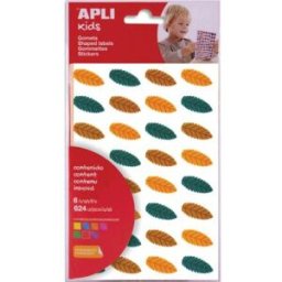 Pochette de 6 feuilles (384 u) de gommettes enlevables Apli Kids feuilles d'arbres