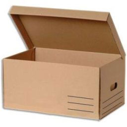 Produit neutre Conteneur à archives ouverture sur le dessus - carton recouvert kraft brun - 56 x 37 x 26 cm