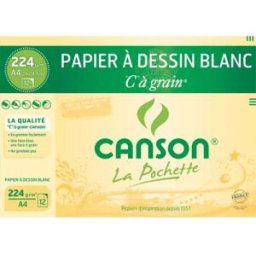 Feuilles à dessin Canson "C" - à grain - 224g - format 21x29,7cm - blanc - pochette de 12