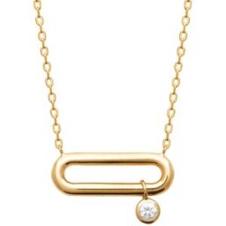 Collier femme maillon ovale serti clos plaqué or Maison de la Bijouterie UW344Z45 female