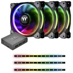 Thermaltake Riing Plus 12 RGB Kit Ventilateur pour PC noir, RVB (l x H x P) 120 x 120 x 25 mm avec éclairage LED