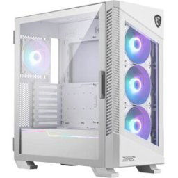 Tour midi MSI MPG Velox 100R Boîtier PC blanc 3 ventilateurs LED pré-installés, 1 ventilateur LED pré-installé, fenêtre latérale, filtre anti-poussière