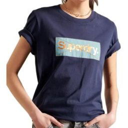 T shirt Superdry Cl platina Femme Bleu M