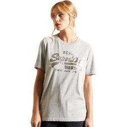 T shirt Superdry Real vintage logo Femme Gris XS