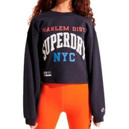 Sweat Superdry Varsity Arch Batwing Crew Femme Bleu XS