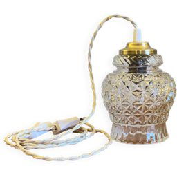 Lampe suspension baladeuse globe ancien verre transparent griffe de suspension en laiton LAMP-7384 transparent 12x12x15