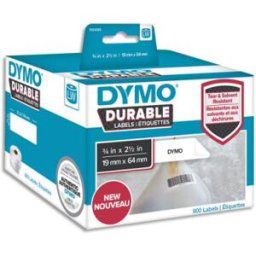 Etiquettes Dymo Labelwriter - durable - noir/blanc - 19 x 64 mm - rouleau de 900