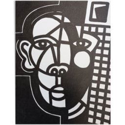 ART Anonyme, tête ethnique, graphique, années 2000 noir 50x0x65