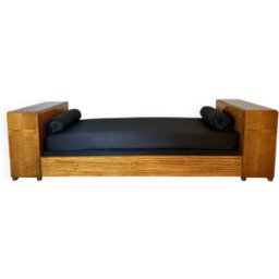Lit de repos Art Déco attribué à Jules Emile Leleu modèle Prince de Monaco 1927 bois 254x80x70