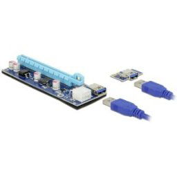 Delock Câble Riser PCIe Prise femelle PCIe x16, USB-A femelle 0.60 m bleu 41426