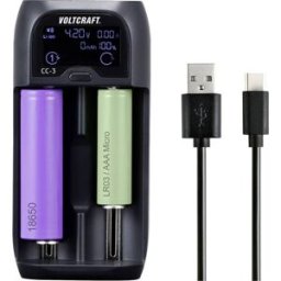 VOLTCRAFT CC-3 Chargeur de piles rondes NiMH, NiCd, Li-ion, LiFePO LR8 (AAAA), LR03 (AAA), LR6 (AA), LR14 (C), sub-C, A, 10440, 14500, 14650, 16340, 17355,