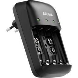 Absina X4 Chargeur de piles rondes NiMH, NiCd LR03 (AAA), LR6 (AA), 6LR61 (9 V)