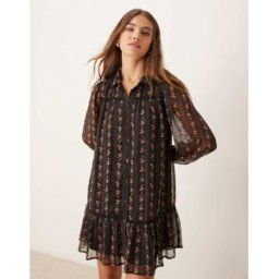 Miss Selfridge - Robe chemise avec finition fantaisie - ImprimÃ© petites fleurs-Multicolore Multicolore 32 female