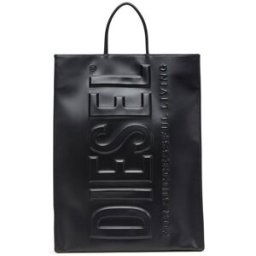 Diesel - Dsl 3D L-Grand sac tote en PU avec logo embossé - Sacs cabas - Homme - Noir UNI