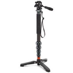 3 Legged Thing Legends Alana Monopod Metallic Slate Grey Kit with DOCZ2 Foot Stabiliser & AH Trinity Darkness, Matte Black (Kit Monopode gris ardoise métallisé avec stabilisateur de pied DOCZ2 et AH Trinity Darkness, noir mat)