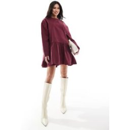 Miss Selfridge - Robe t-shirt en denim avec manches longues et encolure nouÃ©e-Rouge Rouge XS female