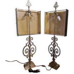 Paire de Lampes de la Maison Charles, modèles Rinceaux réf 2374 des années 70's. argent 31x15x93